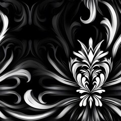 A black and white image of a flower with white petals. The image has a vintage and elegant feel to it, with the black and white colors adding a timeless quality