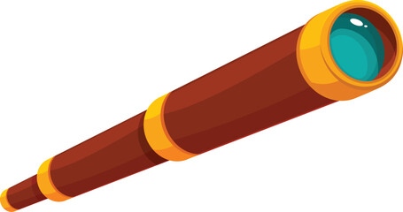 Antique telescope with gold accents is pointing up, ready for exploration and discovery