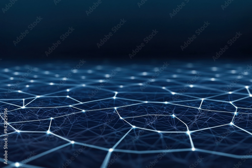 Poster abstract digital connectivity background with glowing lines and hexagonal shapes, perfect for techno