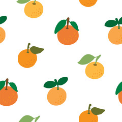 Seamless Pattern with Hand Drawn Orange Fruit Design on White Background