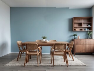Modern Dining Room with Wooden Table and Chairs
