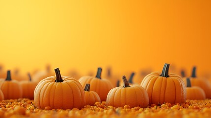 Vibrant Abstract Pumpkin Patch on Cozy Autumn Background with Minimal Colors long title Vibrant abstract image of a pumpkin patch with minimal colors
