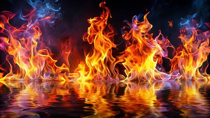 Fototapeta premium Vivid 8k image of dynamic dancing flames, glowing with vibrant energy and burning heat