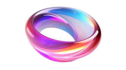 Obraz premium A colorful, abstract, smooth toroidal shape with gradient hues and a reflective surface.