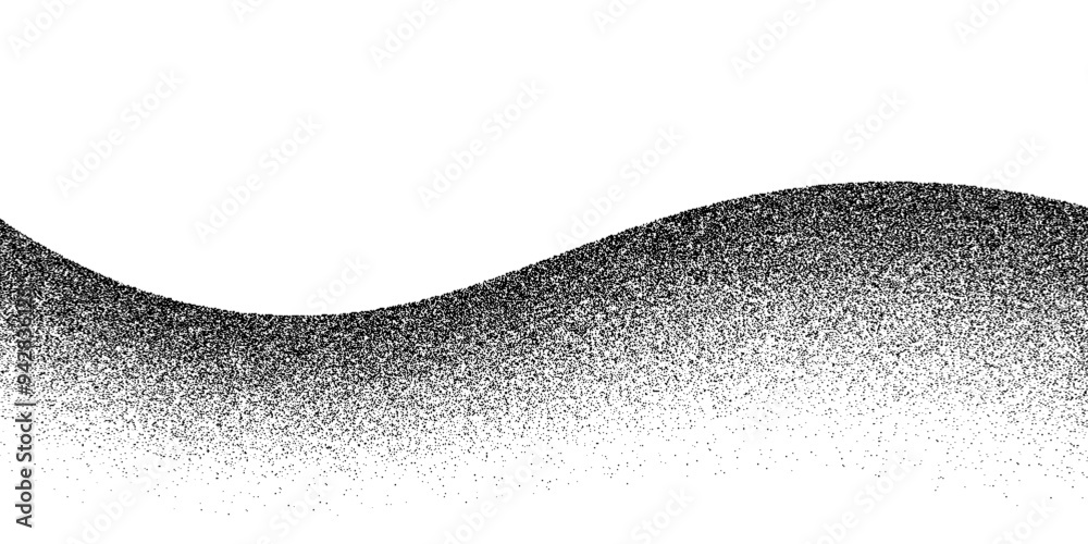 Leinwandbilder Noise dot grain wave background. Vector abstract dotted grainy wave pattern, dynamic and flowing texture, created by a gradient of black noise dots on white backdrop. Wavy spray flow