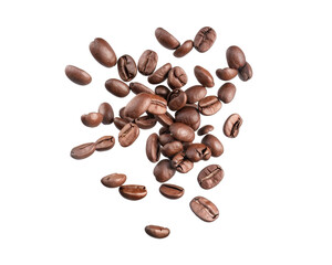 Obraz premium A collection of roasted coffee beans scattered on a surface.