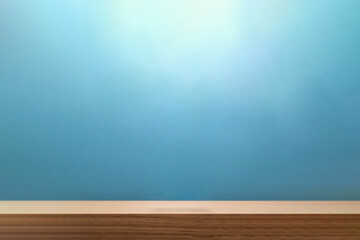 レッドオークの机を上から明るい光で照らす薄暗い青色の背景