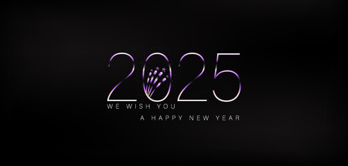 A vibrant display of Purple Gradient balloons Happy New Year 2025