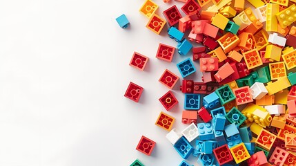 Colorful Plastic Building Blocks on White Background