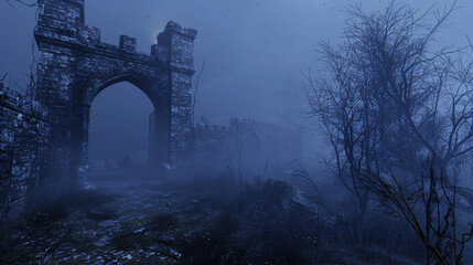 Dark place with smoke. Wallpaper for desktop