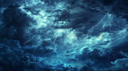 Thunderstorm sky with lightning illuminating the night, creating a dramatic and eerie scene perfect for Halloween text thunderstorm sky, lightning, eerie night