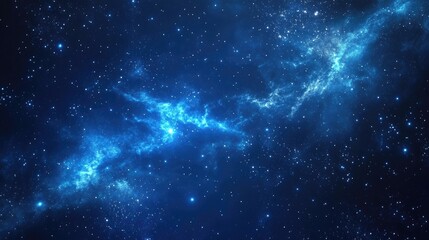 Fototapeta premium Abstract blue galaxy background with twinkling stars and nebula patterns, ideal for space exploration or cosmic visuals