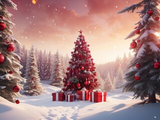Obraz premium christmas tree and gifts