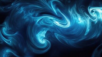 Obraz premium Smooth abstract background incorporating deep black blue and light aquamarine swirls.