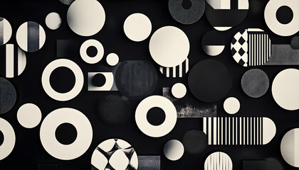 Obraz premium Basic geometric shapes like circles, squares, or triangles in a single color, arranged in a balanced composition.