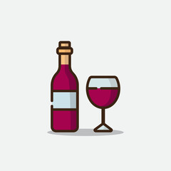 vector illustration of wine bottle icon template, symbol icon wine bottle