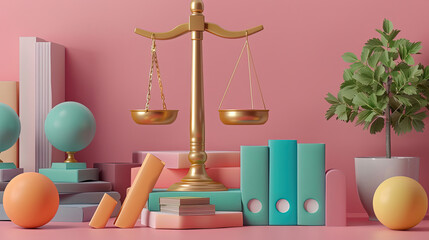 Business law illustration in pastel color.