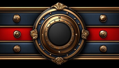 Ornate Golden Frame with a Black Circular Center