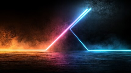 Striking neon light composition with vibrant colors illuminating a dark background, creating a dynamic visual experience.