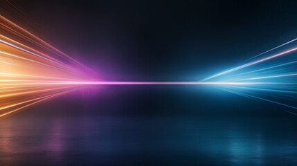 Dynamic beam of colorful light on a dark background, creating an energetic and futuristic atmosphere for various creative projects.