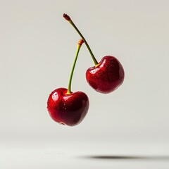 Levitating cherry halves separated
