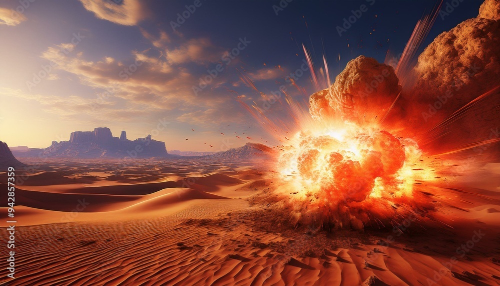 Wall mural desert explosion effect backdrop