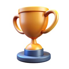 Trophy cup 3D render icon isolated on white background