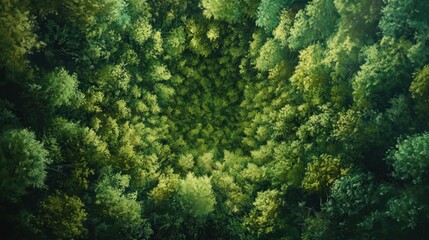 Aerial View of Lush Green Forest Canopy
