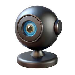 Black webcam 3D render icon isolated on white background