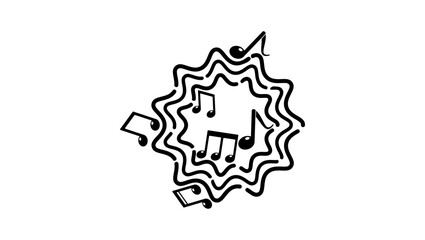 music wave, black isolated silhouette