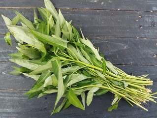 Ipomoea aquatica fresh spinach at traditional market 