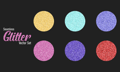 Glitter seamless pattern set, Shiny seamless colorful backgrounds with shimmer texture.	