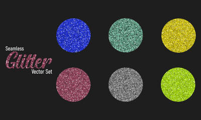 Glitter seamless pattern set, Shiny seamless colorful backgrounds
