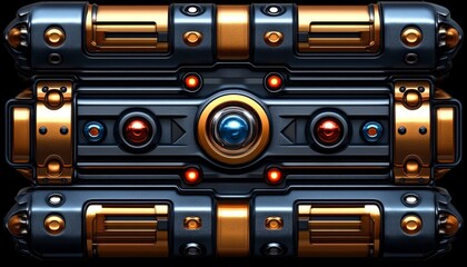 Fototapeta premium Futuristic Metallic Panel with Gold Accents and Lights