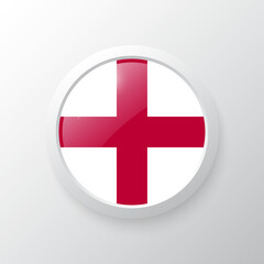 3D Button with England flag. as round glossy icon on background isolated. Vector illustration eps 10.	
