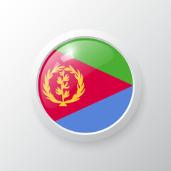 3D Button with Eritrea flag. as round glossy icon on background isolated. Vector illustration eps 10.	
