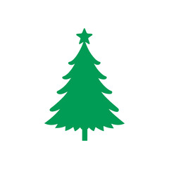 Cartoon abstract christmas tree with stars and balls vector, Christmas Tree Color Flat Icon,  merry xmas celebration happy new year decoration vector illustration.