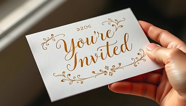 You re Invited Card Gold Script Calligraphy