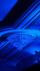 crystal chandelier with blue led light