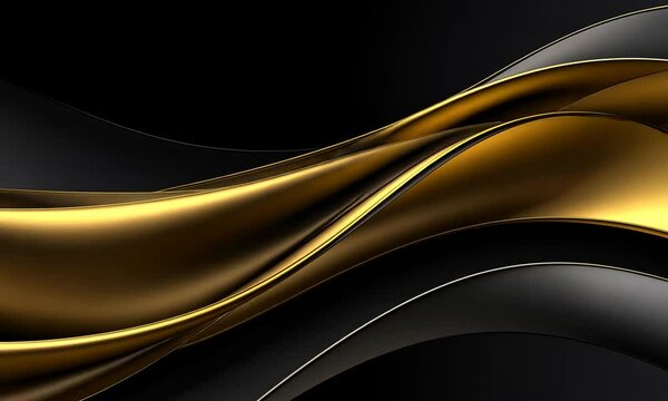 Abstract background with black and gold wavy lines.
