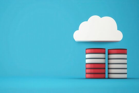 Cloud computing stack with virtual servers, storage units, and data connections, illustrating cloud architecture, Cloud Architecture, Tech Stack