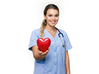 portrait of a smiling female doctor  isolated on a transparent Background