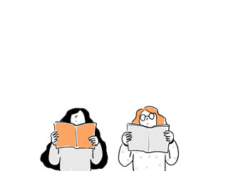 本を読む女性２人