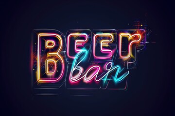 Naklejka premium Bright Neon Beer Bar Sign with Multicolored Glowing Letters for a Trendy and Energetic Nightlife Concept