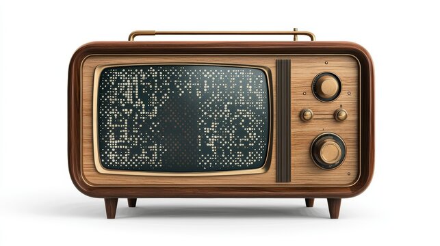 Vintage television set with wooden frame, perfect for nostalgic themes and retro design projects.