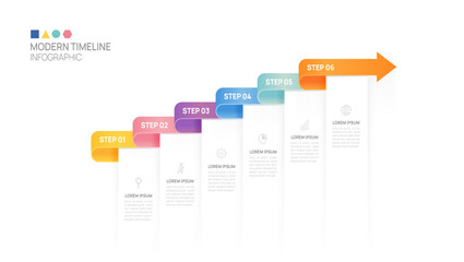 ladder Infographic 6 steps to success growth template. Business process. Vector illustration.