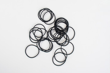 Black rubber band isolated on white background