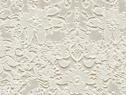 seamless pattern, Elegant ivory lace pattern featuring intricate floral designs, perfect for wedding invitations and vintage decor.