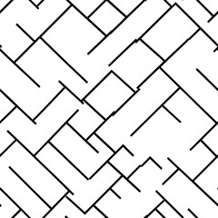 A black and white image of a maze with many lines and squares. The image has a sense of complexity and challenge, as if it were a puzzle or a riddle