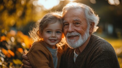A senior man spending time with grandchildren, such as teaching them how to fix a bike or telling stories.
